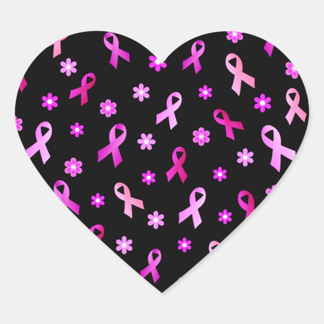 Breast Cancer Pink Ribbon Heart Sticker (Front)