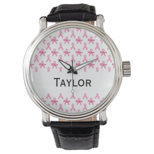 Breast Cancer Pink Ribbon Hope Personalised Watch
