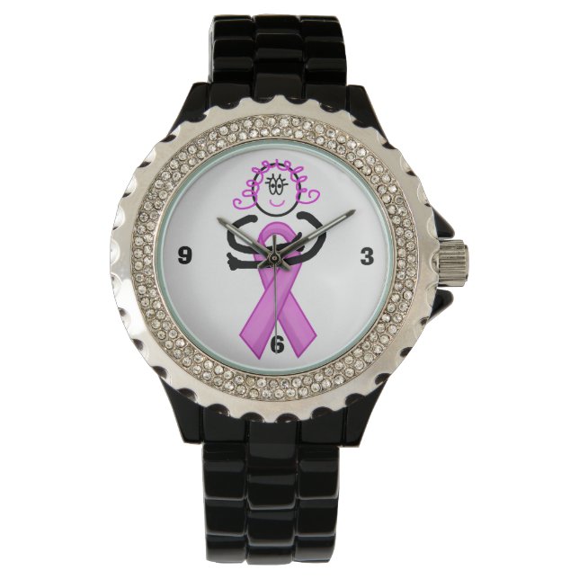 Breast Cancer Pink Ribbon Hug Watch (Front)