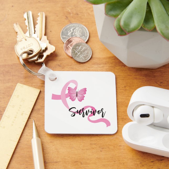 Breast Cancer Pink Ribbon Keychain (Desk)