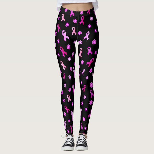 Breast Cancer Pink Ribbon Leggings (Front)