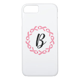 Breast Cancer Pink Ribbon Monogram Phone Case