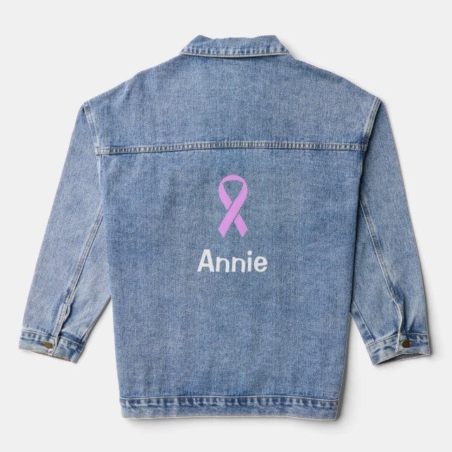 Breast Cancer Pink Ribbon (Name) 4Ann Denim Jacket (Back)