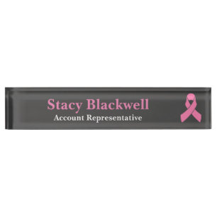 Breast Cancer Pink Ribbon Name Plate