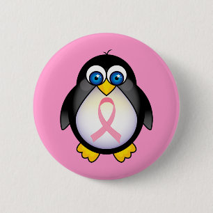 Breast Cancer Pink Ribbon Penguin Gift 6 Cm Round Badge