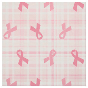 Breast Cancer Pink Ribbon Plaid Pattern Fabric