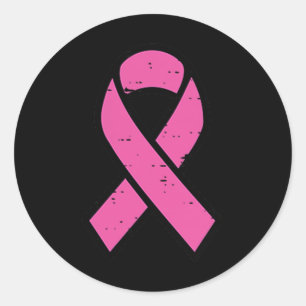 Breast Cancer Pink Ribbon Pocket Awareness Women M Classic Round Sticker