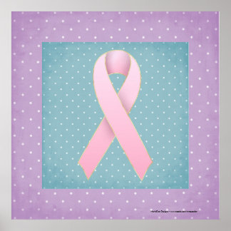 Breast Cancer Pink Ribbon Purple/Teal Poster