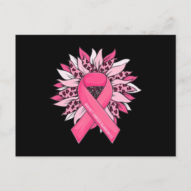Breast Cancer Pink Ribbon Sunflower Breast Cancer  Postcard (Front)