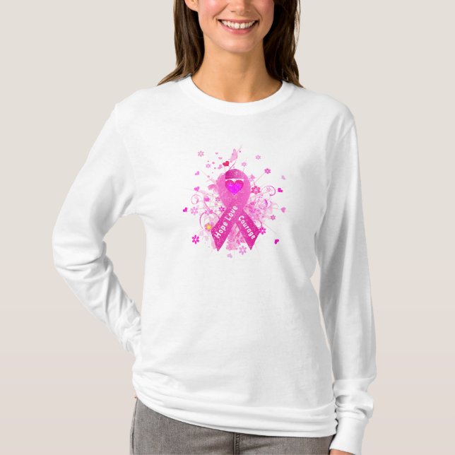 Breast Cancer Pink Ribbon T-Shirt (Front)