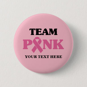 Breast Cancer Pink Ribbon Team 6 Cm Round Badge