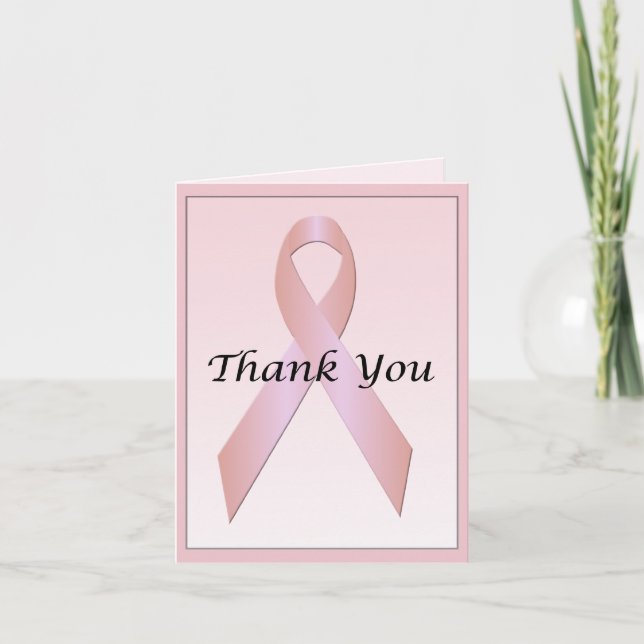 Breast Cancer Pink Ribbon Thank You Card (Front)