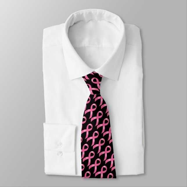 Breast Cancer Pink Ribbon Tie (Tied)