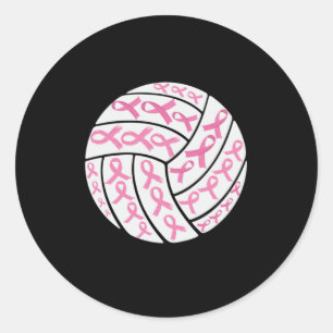 Breast Cancer Pink Ribbon Volleyball Awareness Classic Round Sticker