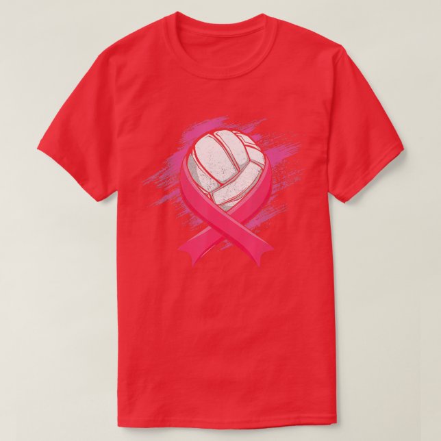 Breast Cancer Pink Ribbon Volleyball Awareness Cos T-Shirt (Design Front)