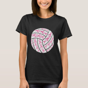 Breast Cancer Pink Ribbon Volleyball Awareness T-Shirt