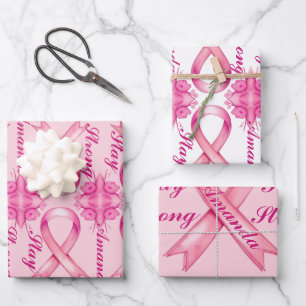 Breast Cancer Pink Ribbon Wrapping Paper Sheet