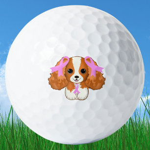 Breast Cancer Pink Ribbons Cavalier King Charles  Golf Balls