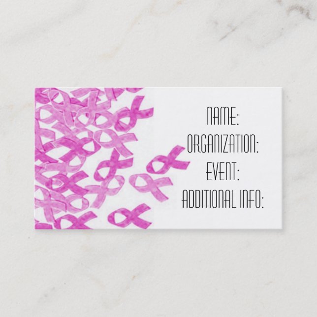 Breast Cancer Pink Velvet Ribbon Business Cards (Front)