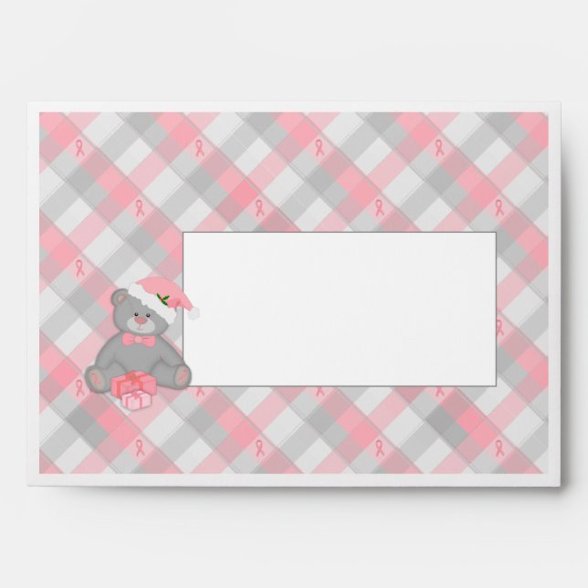 Breast Cancer Plaid Christmas Envelope (Front)