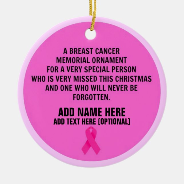 Breast Cancer Poem Memorial Ceramic Tree Decoration (Front)