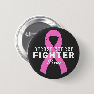 Breast Cancer Ribbon Black Button