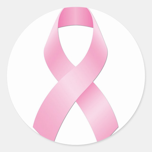 Breast Cancer Ribbon Classic Round Sticker (Front)