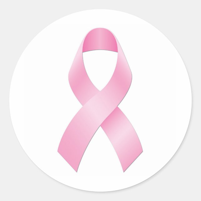 Breast Cancer Ribbon Classic Round Sticker (Front)