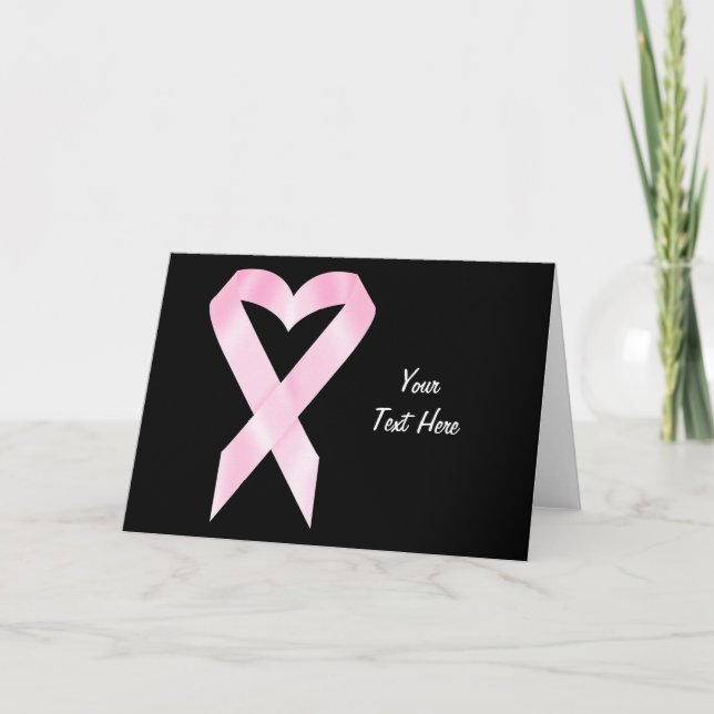 Breast Cancer Ribbon (customisable) Card (Front)