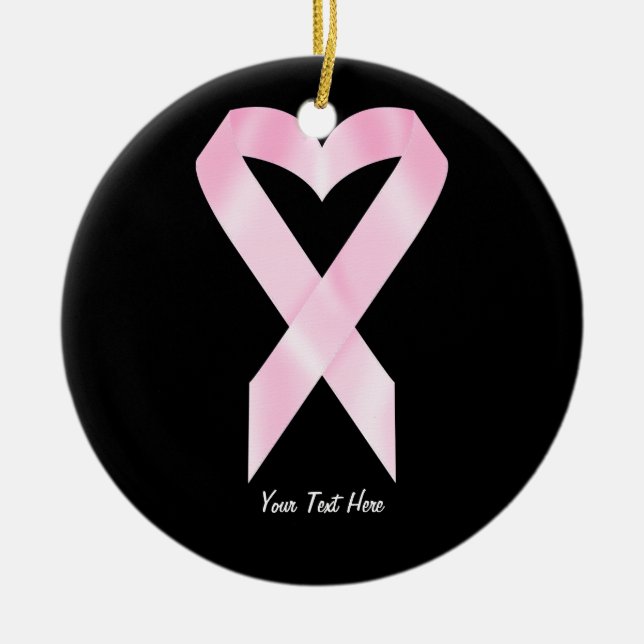 Breast Cancer Ribbon (customisable) Ceramic Tree Decoration (Front)
