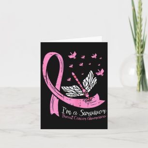 Breast cancer ribbon dragonfly survivor awareness card