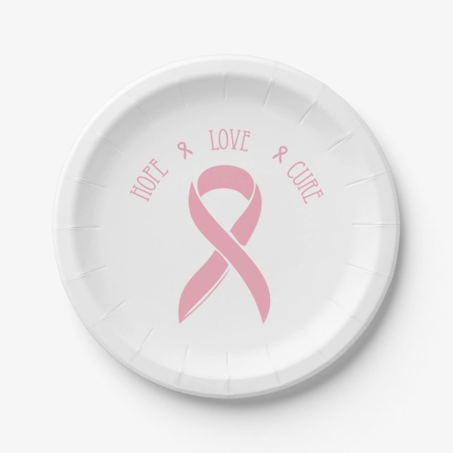 Breast Cancer Ribbon of Hope Paper Plate (Front)
