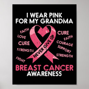 Breast Cancer Ribbon Pink Grandma Awareness Women Poster