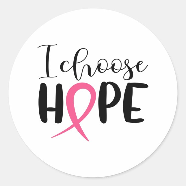 Breast Cancer Ribbon Print Classic Round Sticker (Front)