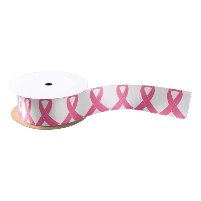 breast-cancer-ribbon satin ribbon (Spool)