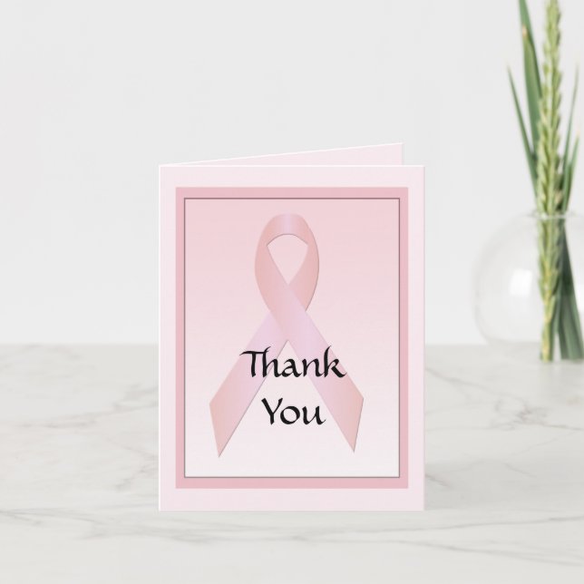 Breast Cancer Ribbon Thank You Note Card (Front)