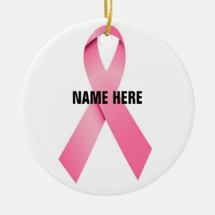 Breast Cancer Ribbon Tribute Ceramic Tree Decoration