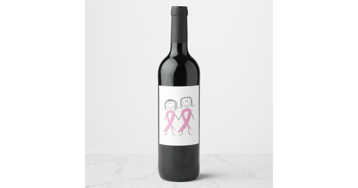 Breast Cancer Ribbon Wine Label Zazzle