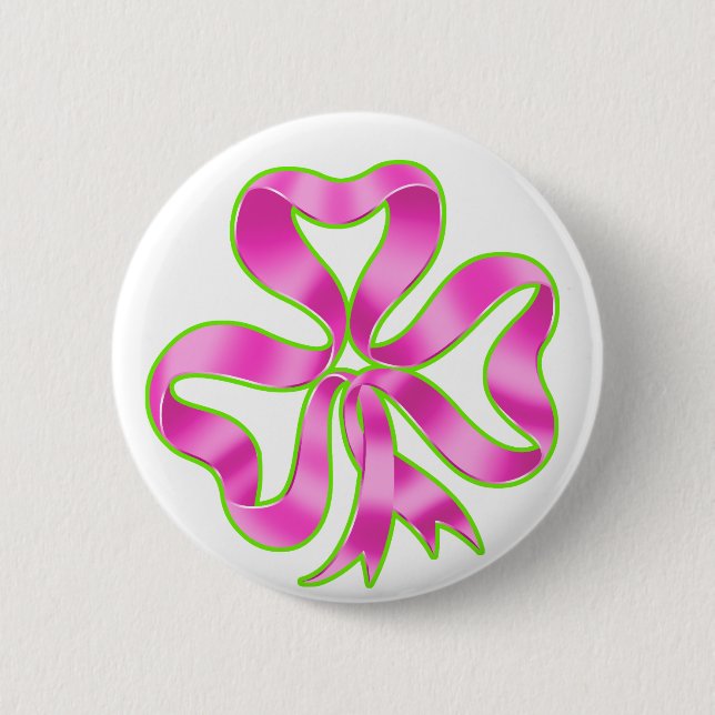 Breast Cancer Shamrock Ribbon 6 Cm Round Badge (Front)