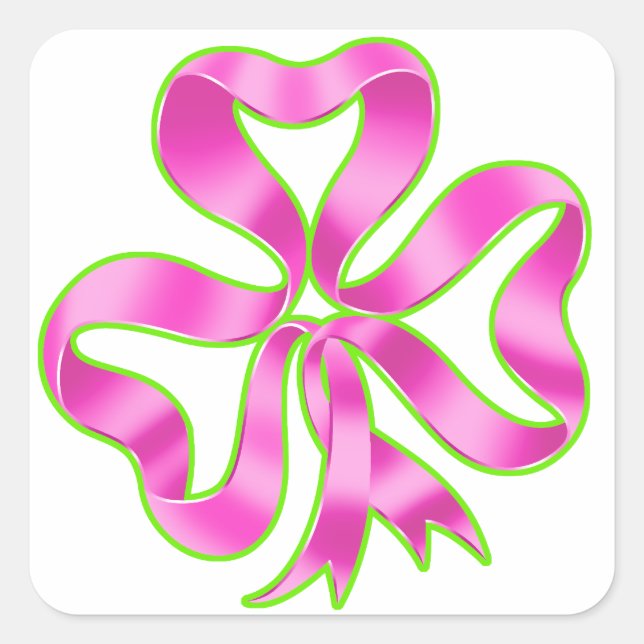 Breast Cancer Shamrock Ribbon Square Sticker (Front)