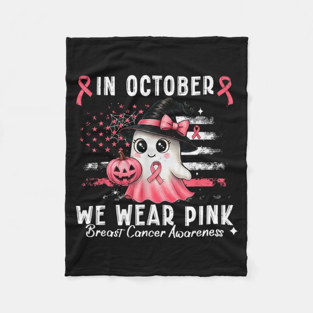 Breast Cancer Shirt For Women In October We Wear N Fleece Blanket (Front)