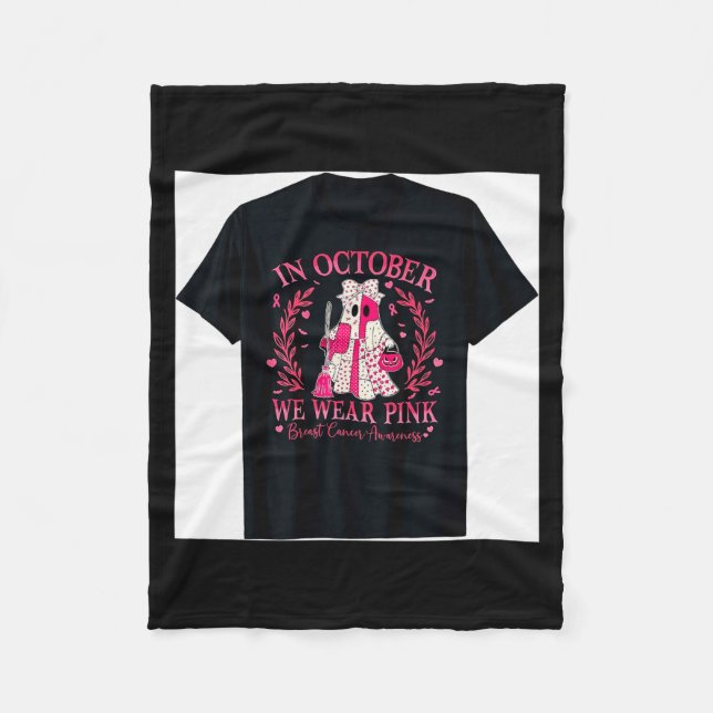 Breast Cancer Shirt For Women In October We Wear N Fleece Blanket (Front)