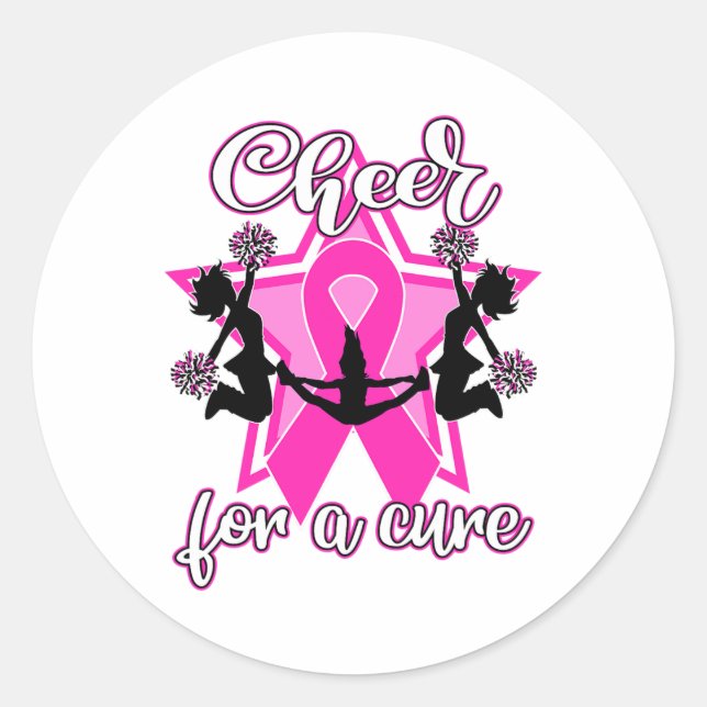 Breast Cancer Shirt Pink Ribbon Cheerleader  Classic Round Sticker (Front)