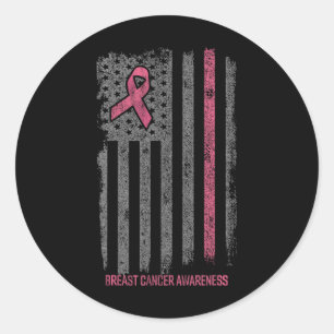 Breast Cancer Shirts American Flag Breast Cancer A Classic Round Sticker