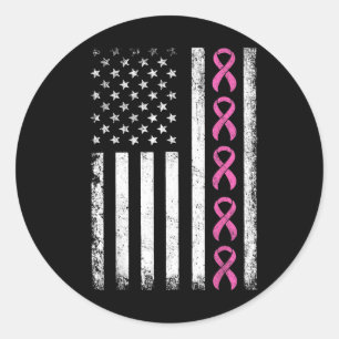 Breast Cancer Shirts American Flag Breast Cancer A Classic Round Sticker