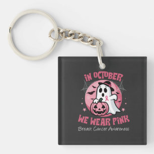Breast Cancer Shirts Women Halloween In October We Key Ring