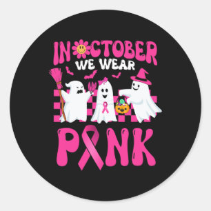 Breast Cancer Shirts Women Halloween October Wear  Classic Round Sticker