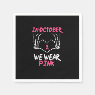 Breast Cancer Skeleton Hand Heart We Wear Women Napkin