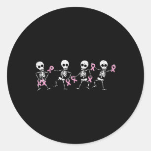 Breast Cancer Skeletons Dancing Awareness Men Wome Classic Round Sticker