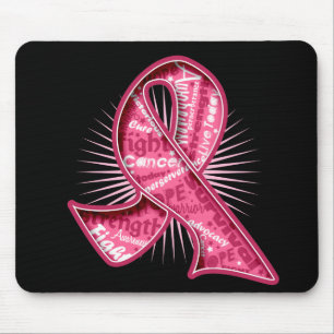 Breast Cancer Slogan Watermark Ribbon Mouse Mat